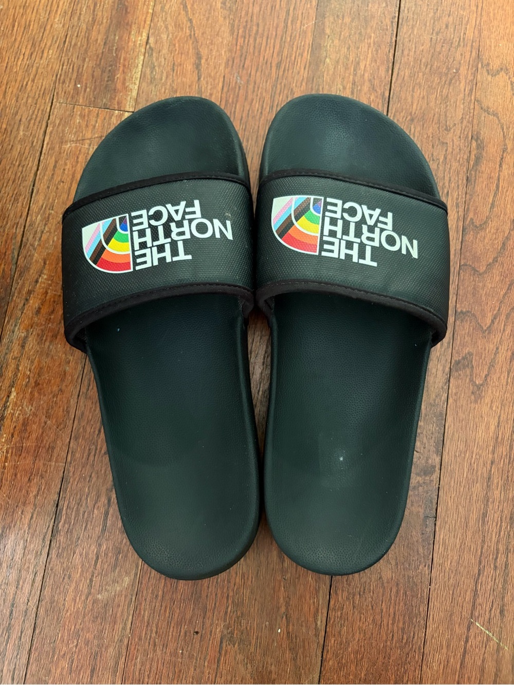 The North Face Black Slides with Multicolor Logo